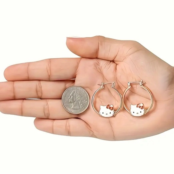 Officially Licensed Hello Kitty by Sanrio Golden Hoop Earrings - Picture 4 of 9